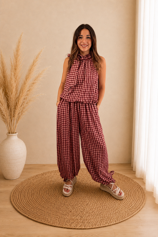 Conjunto Vichy Lazo Rosa
