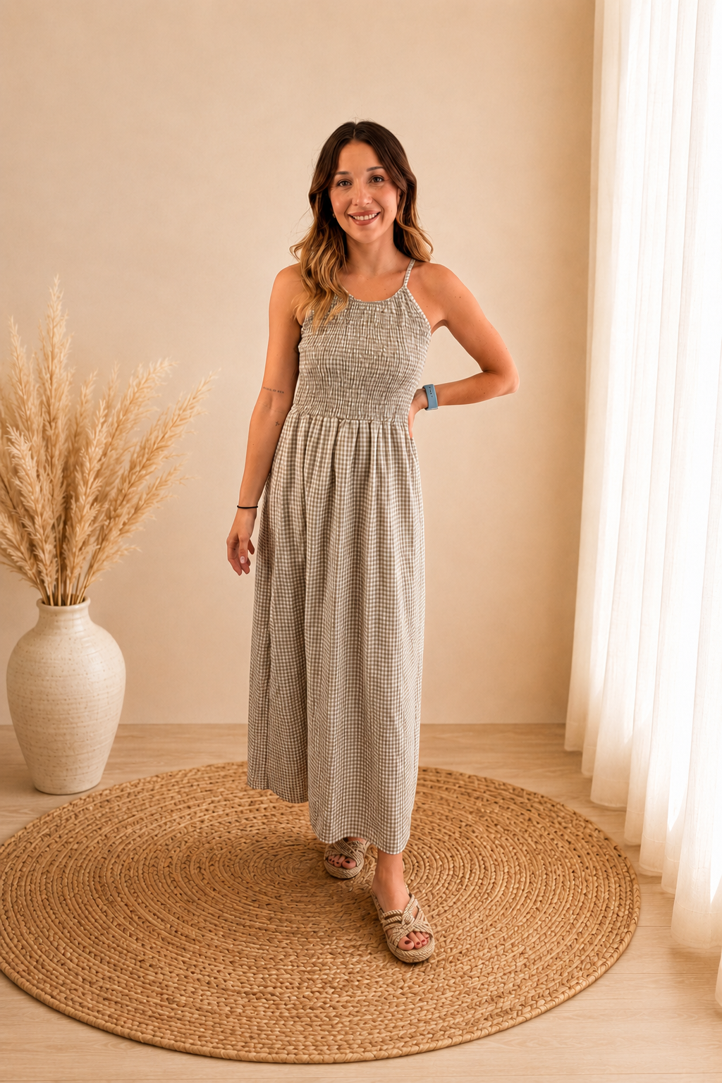 Vestido Vichy Taupe