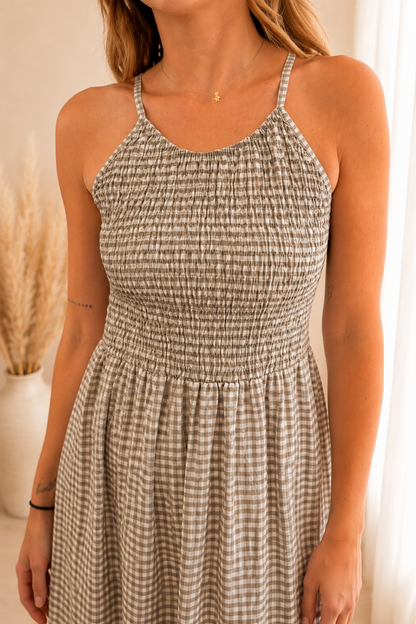 Vestido Vichy Taupe