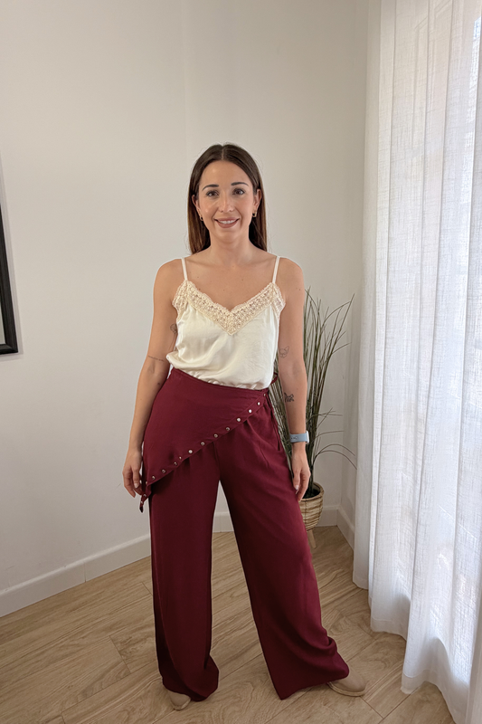 Pantalón Pañuelo Burdeos